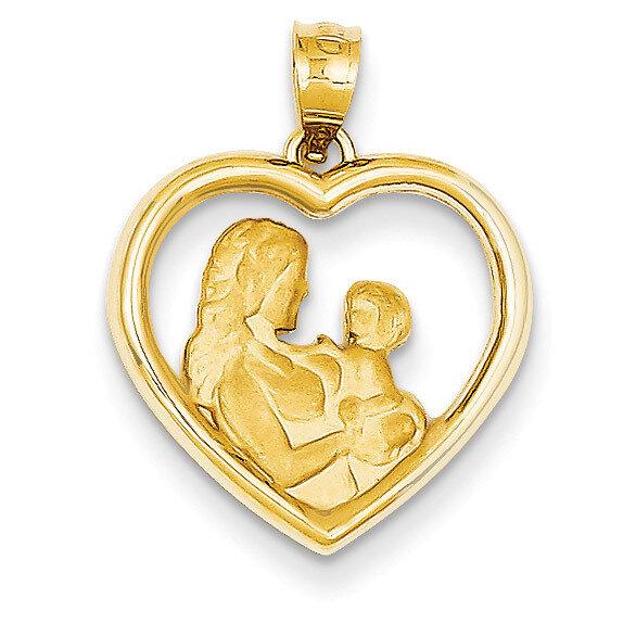 Mom Baby Heart Charm 14k Gold K4753