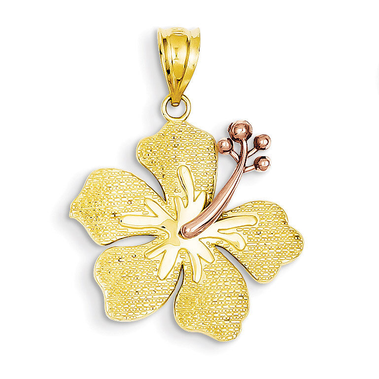 Yellow with Rose Hibiscus Charm 14k Two-Tone Gold K4830