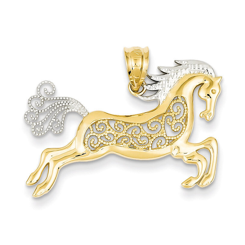 Filigree Horse Pendant 14K Gold & Rhodium K4861