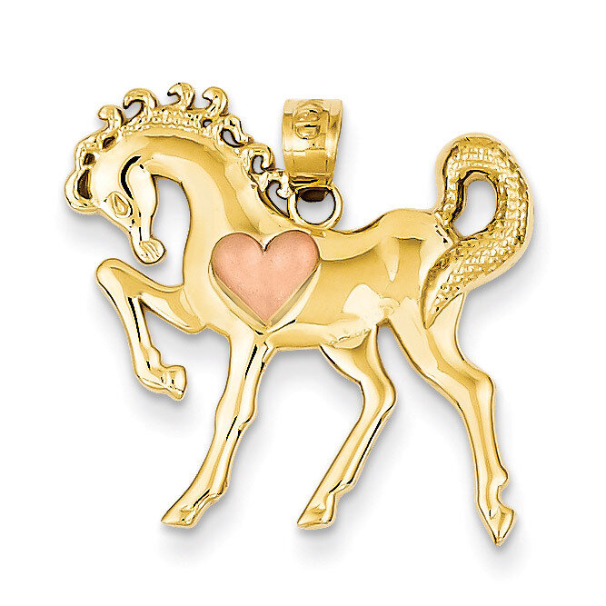 Horse with Heart Charm 14k Yellow & Rose Gold K4862