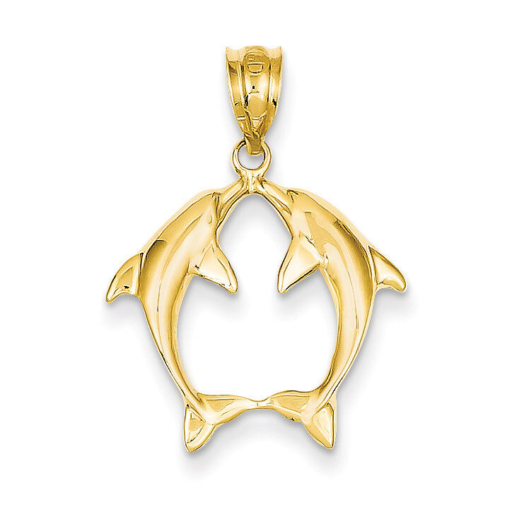 Two Dolphins Pendant 14k Gold K4874