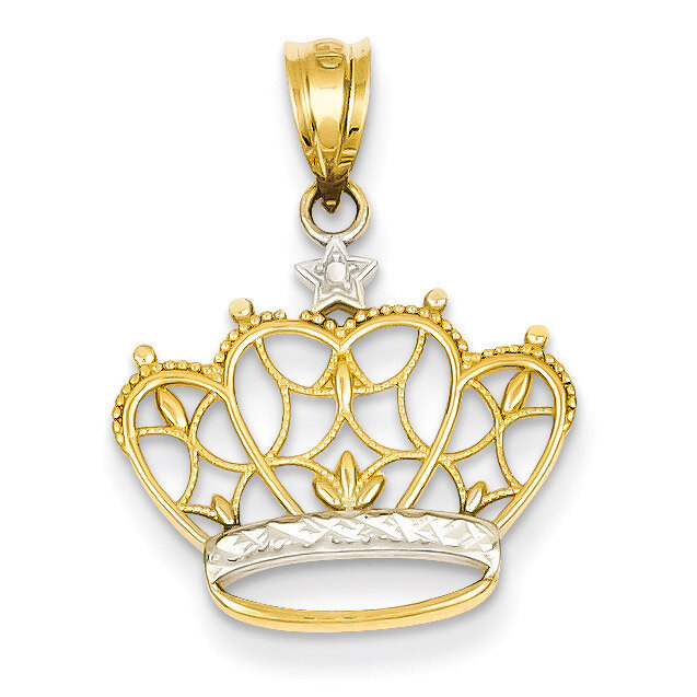 Crown Pendant 14K Gold & Rhodium K4884