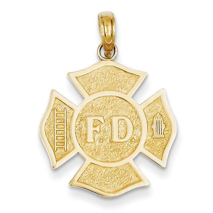Fire Department Badge Pendant 14k Gold K4927
