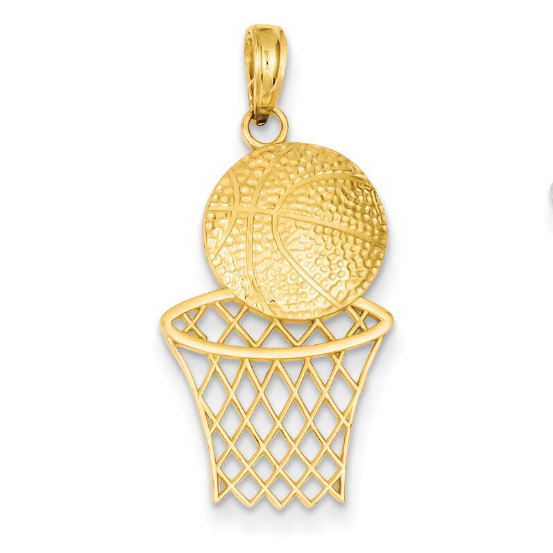 Basketball & Net Charm 14k Gold Diamond-cut K4951