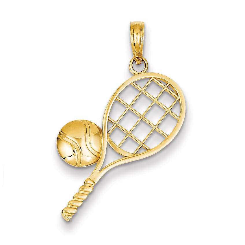 Tennis Racket Charm 14k Gold Diamond-cut K4958