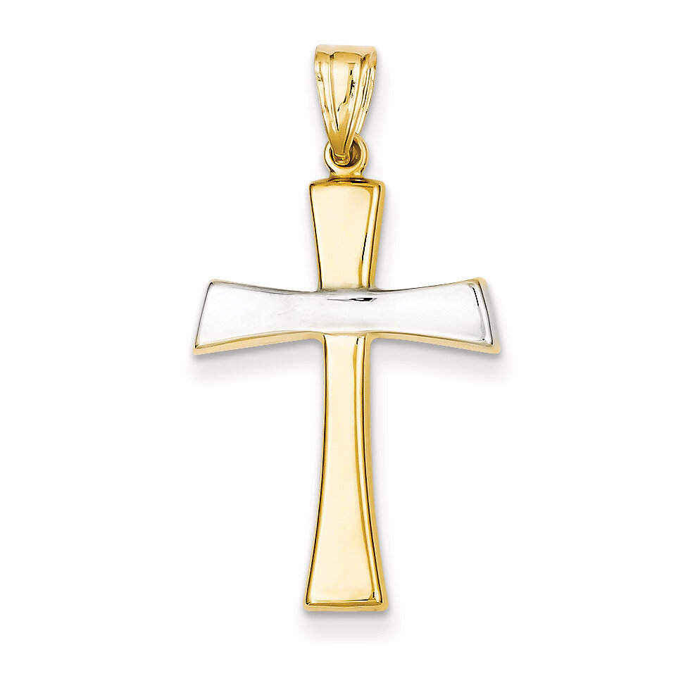 Polished Cross Pendant 14K Gold &amp; Rhodium K4967, MPN: K4967, 869786140191