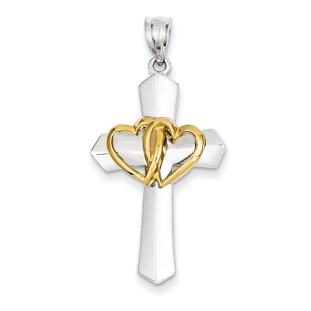 Cross with Hearts Pendant 14k Two-Tone Gold K5022