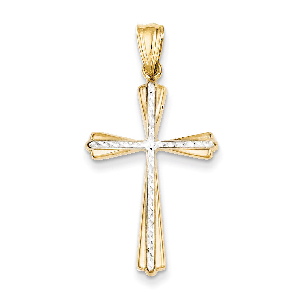 Diamond Cut Cross Pendant 14k Gold Rhodium K5034, MPN: K5034, 869887140960