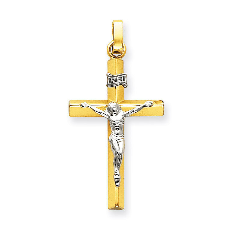INRI Hollow Crucifix Pendant 14k Two-Tone Gold K505