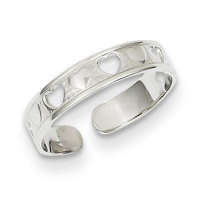 Polished with Hearts Toe Ring 14k White Gold K5106