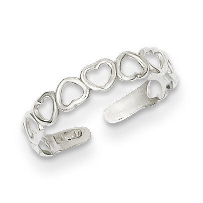 Polished Cut Out Hearts Toe Ring 14k White Gold K5107, MPN: K5107, 637218172139