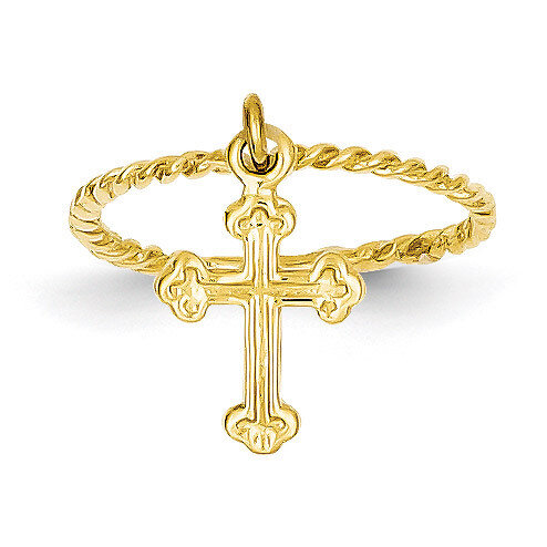 Cross Dangle Twisted Band Child's Ring 14k Gold K5112