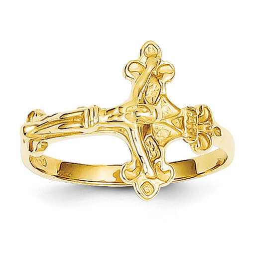 Satin & Diamond-Cut Crucifix Ring 14k Gold K5123