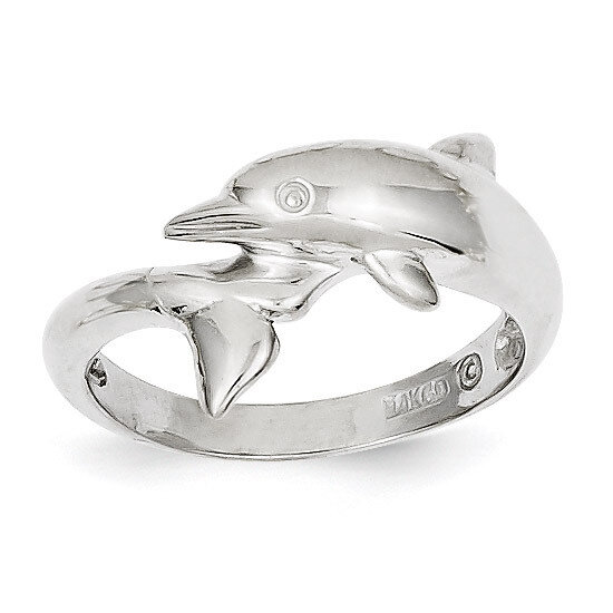 Dolphin Ring 14k White Gold K667