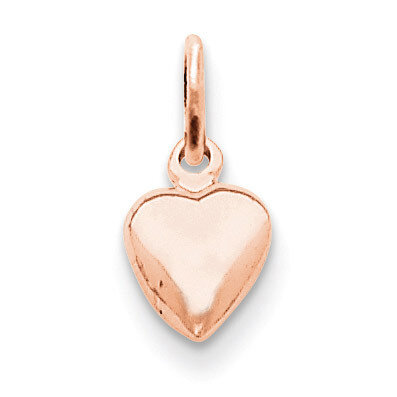 Solid Polished 3-Dimensional Medium Heart Charm 14k Rose Gold K796, MPN: K796, 883957902104