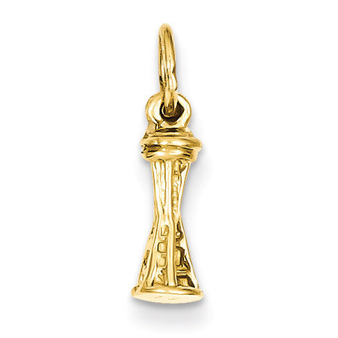 3-D Seattle Space Needle Charm 14k Gold Solid Polished K858