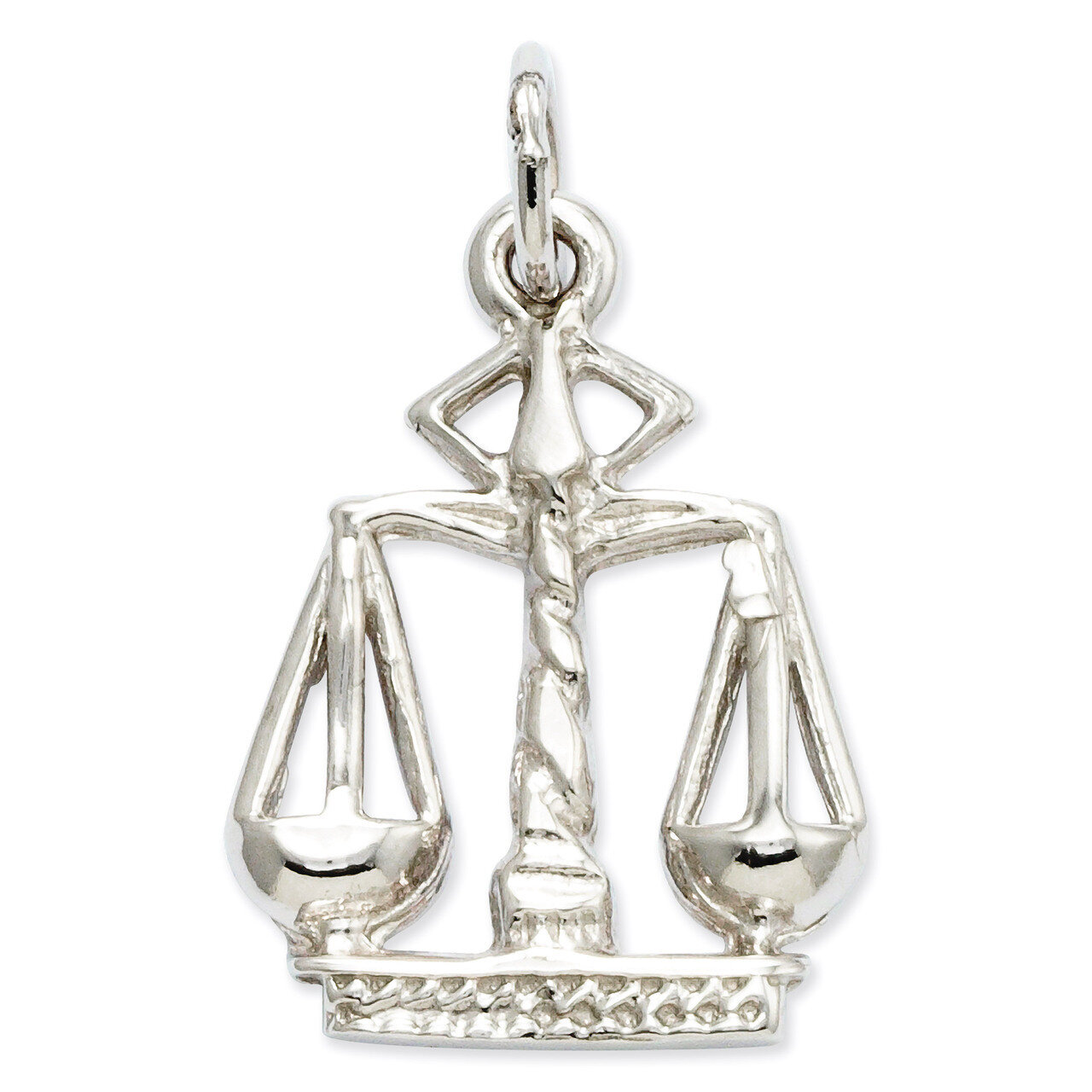 Polished Flat-Backed Small Scales of Justice Charm 14k White Gold K933