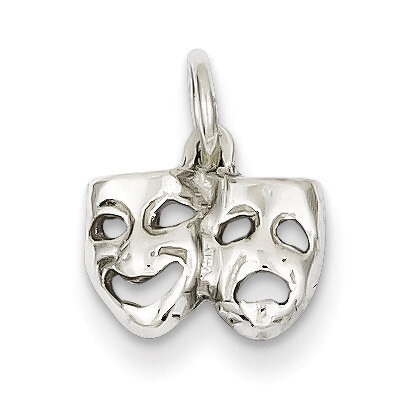 Solid Comedy Tragedy Charm 14k White Gold K954