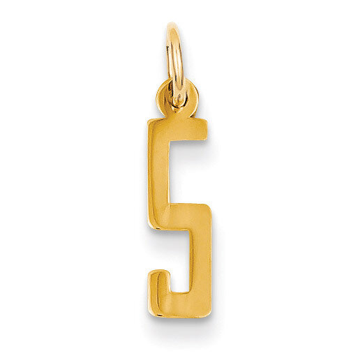 Small Polished Elongated 5 Charm 14k Gold LES05, MPN: LES05, 886774101699