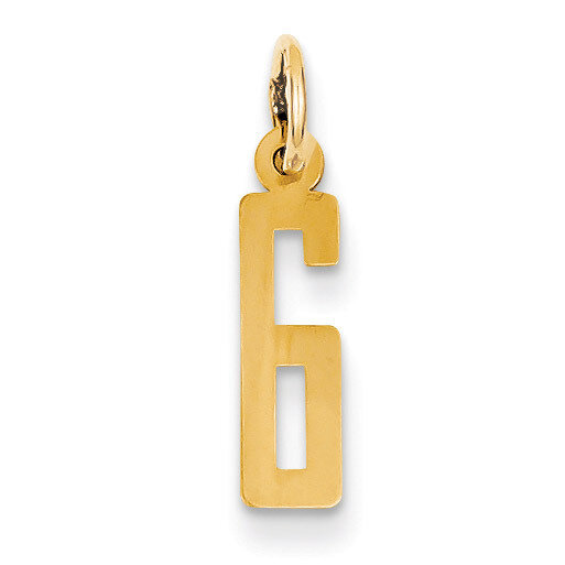 Small Polished Elongated 6 Charm 14k Gold LES06, MPN: LES06, 886774101705