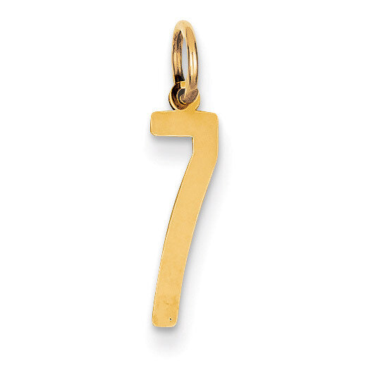 Small Polished Elongated 7 Charm 14k Gold LES07, MPN: LES07, 886774101712