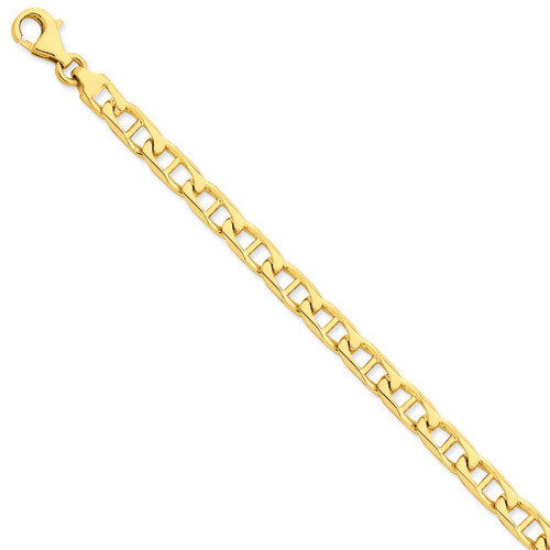 7mm Hand-polished Anchor Link Chain 24 Inch 14k Gold LK100-24
