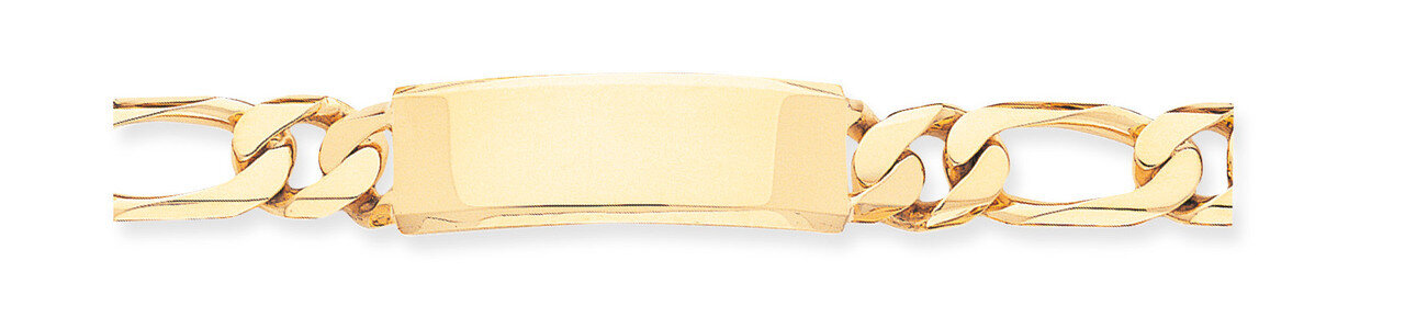 Hand-polished Figaro Link ID Bracelet 8.5 Inch 14k Gold LK111ID-8.5