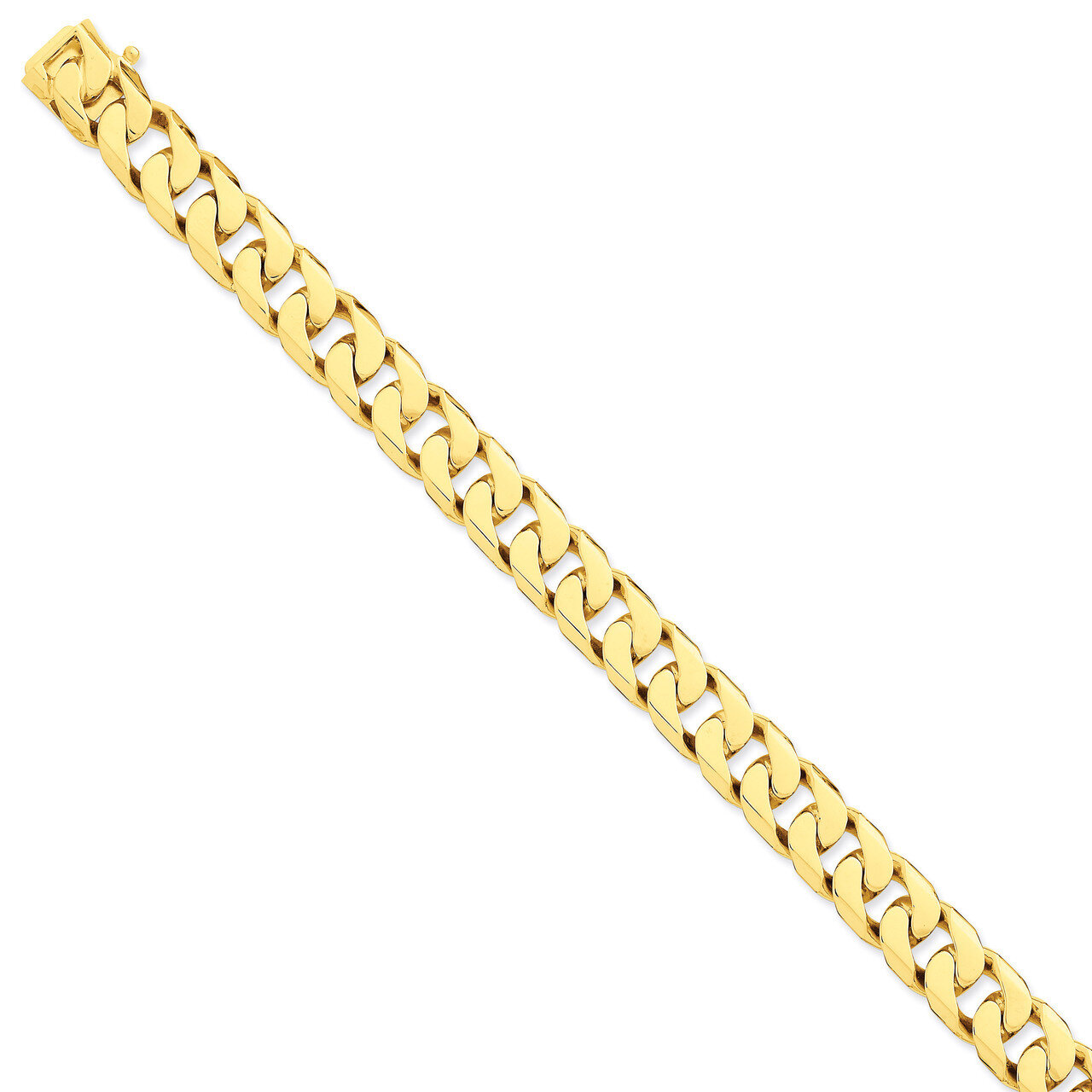 11.2mm Hand-polished Flat Beveled Curb Chain 8 Inch 14k Gold LK134-8