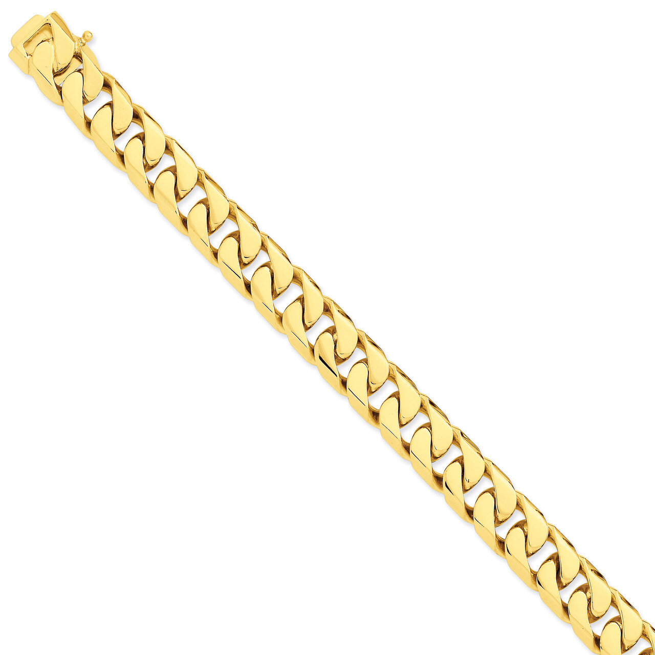 12.4mm Hand-polished Flat Beveled Curb Chain 24 Inch 14k Gold LK135-24