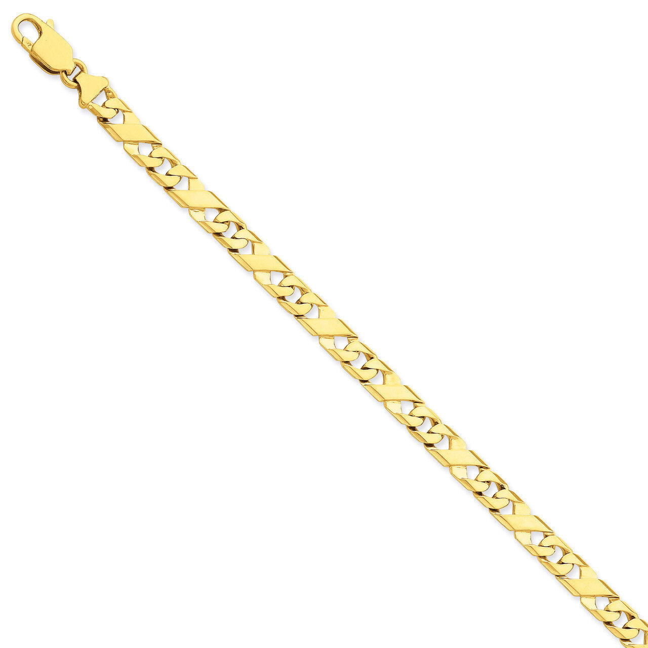 7mm Hand-Polished Fancy Link Chain 9 Inch 14k Gold LK165-9