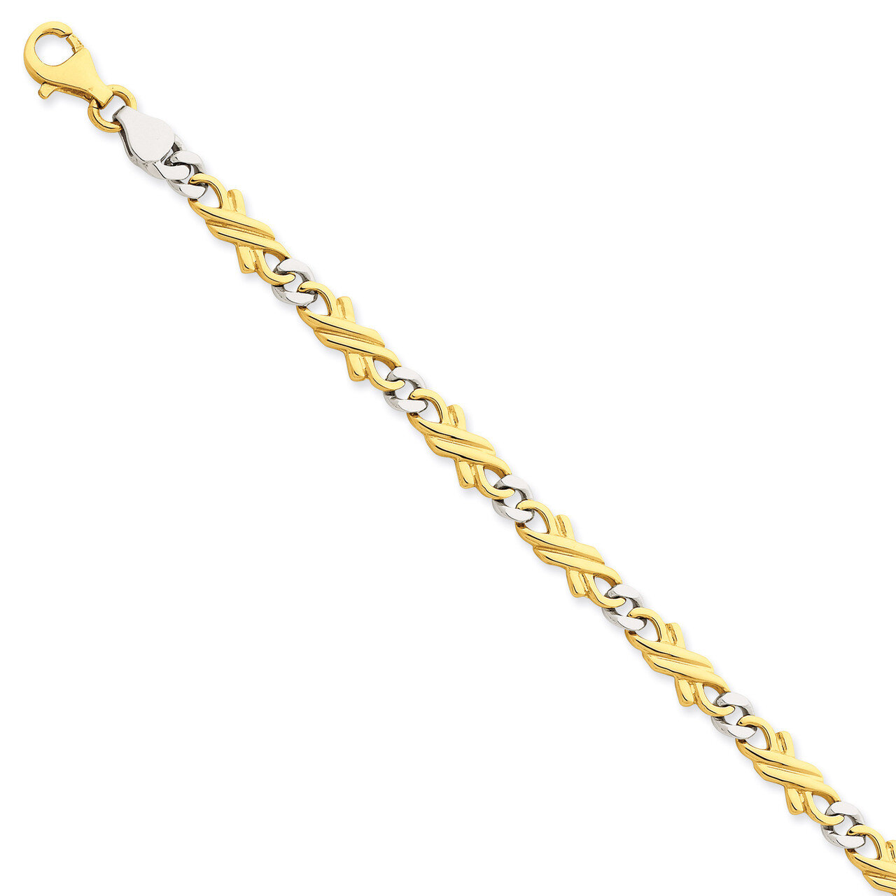 6mm Hand-Polished Fancy Link Chain 7 Inch 14k Two-Tone Gold LK223-7
