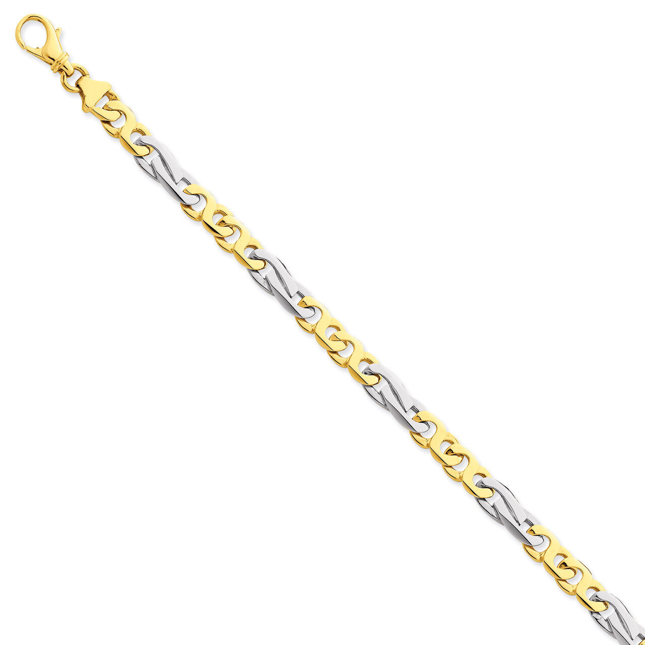 6mm Fancy Link Chain 9 Inch 14k Two-Tone Gold LK224-9, MPN: LK224-9, 886774404868