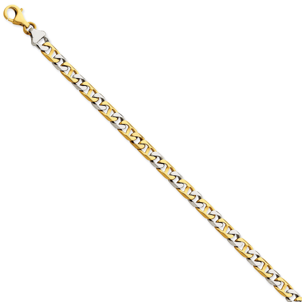 6mm Hand-Polished Fancy Link Chain 18 Inch 14k Two-Tone Gold LK259-18