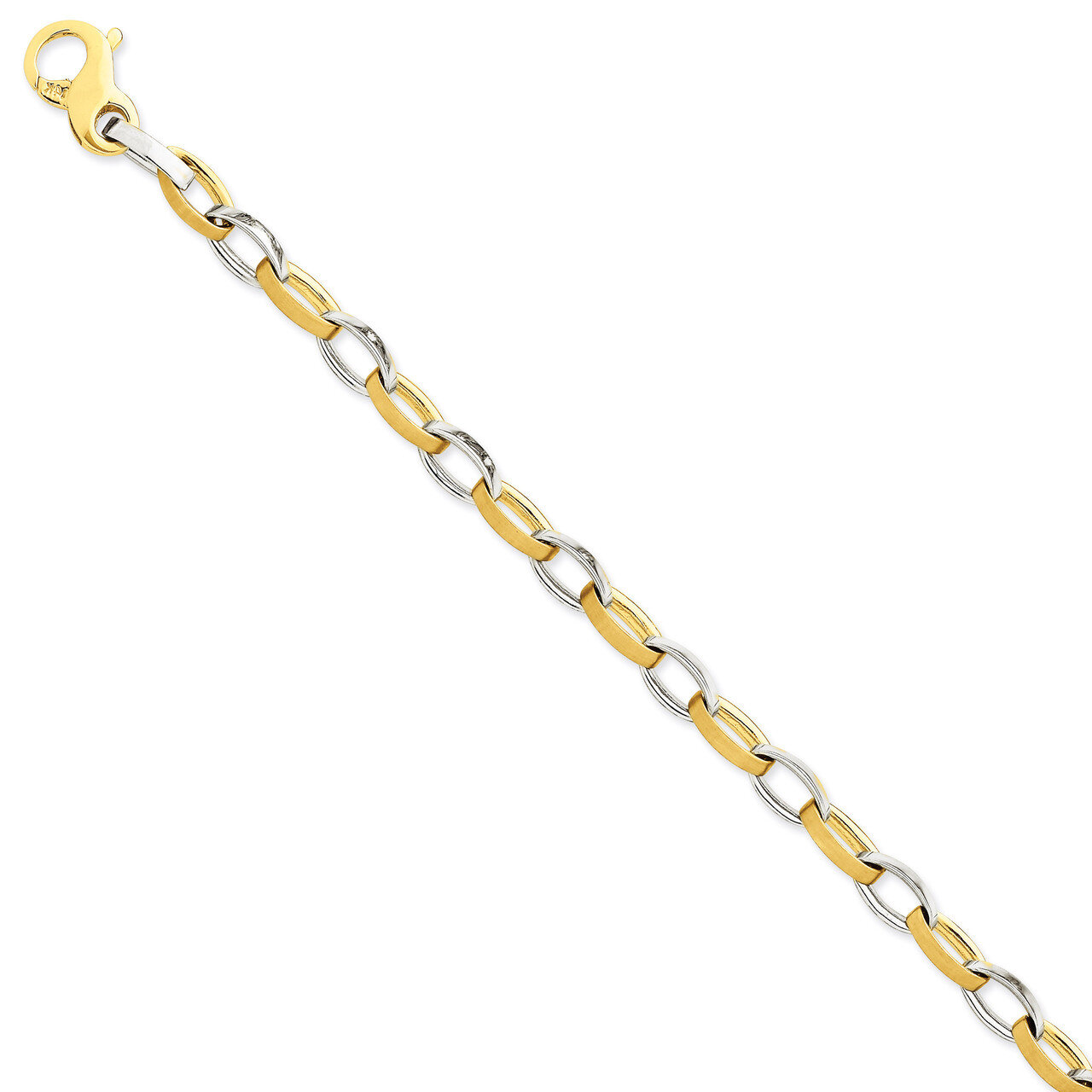6.6mm Polished and Satin Fancy Link Chain 22 Inch 14k Two-Tone Gold LK563-22, MPN: LK563-22, 191101…