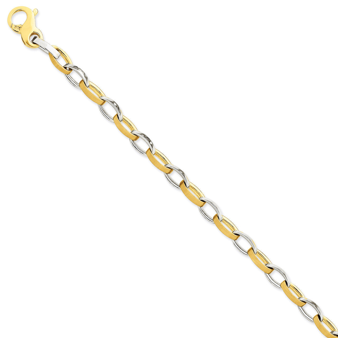 6.6mm Polished and Satin Fancy Link Bracelet 8.5 Inch 14k Two-Tone Gold LK563-8.5