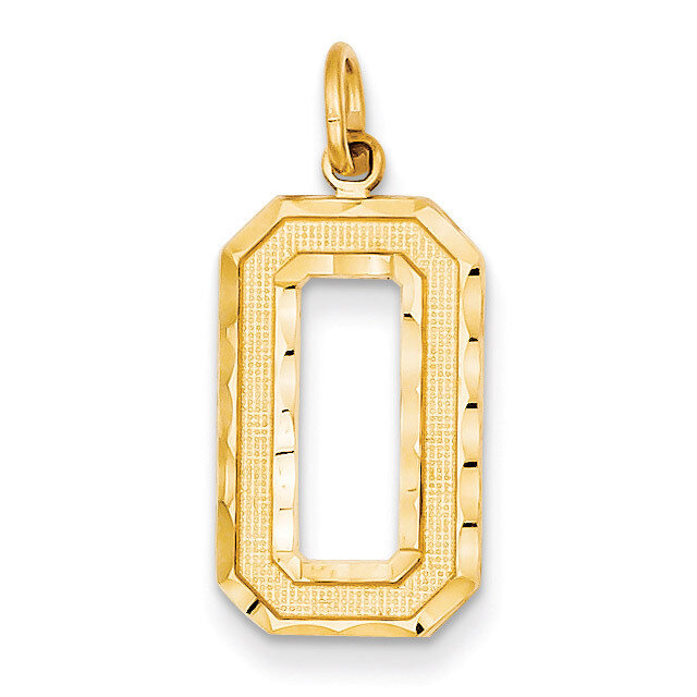 Casted Large Diamond Cut Number 0 Charm 14k Gold LN00