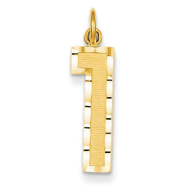 Casted Large Diamond Cut Number 1 Charm 14k Gold LN01