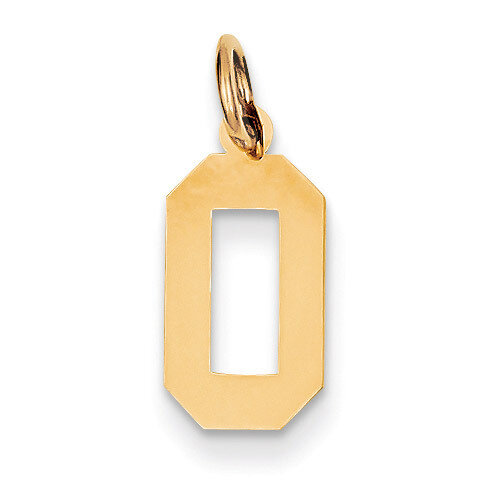 Small Polished Number 0 Charm 14k Gold LS00
