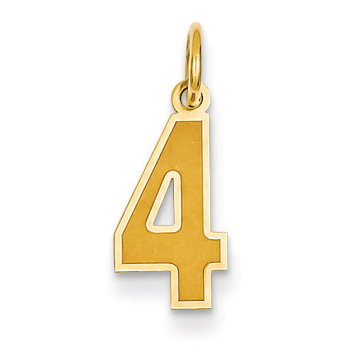Small Satin Number 4 Charm 14k Gold LSS04, MPN: LSS04, 886774102474