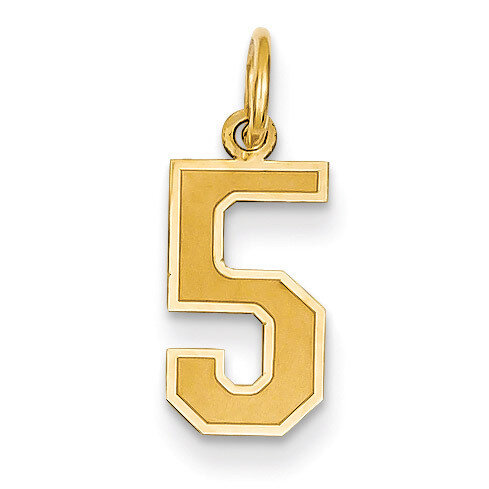 Small Satin Number 5 Charm 14k Gold LSS05