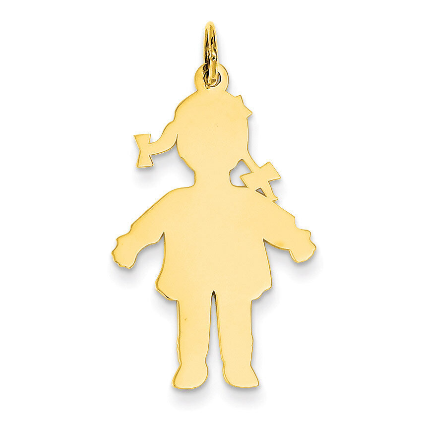 Plain Polished Large Girl Charm 14k Gold M116