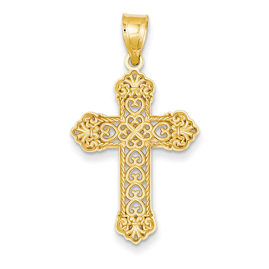 Fleur De Lis Cross Charm 14k Gold M1386, MPN: M1386, 637218017096