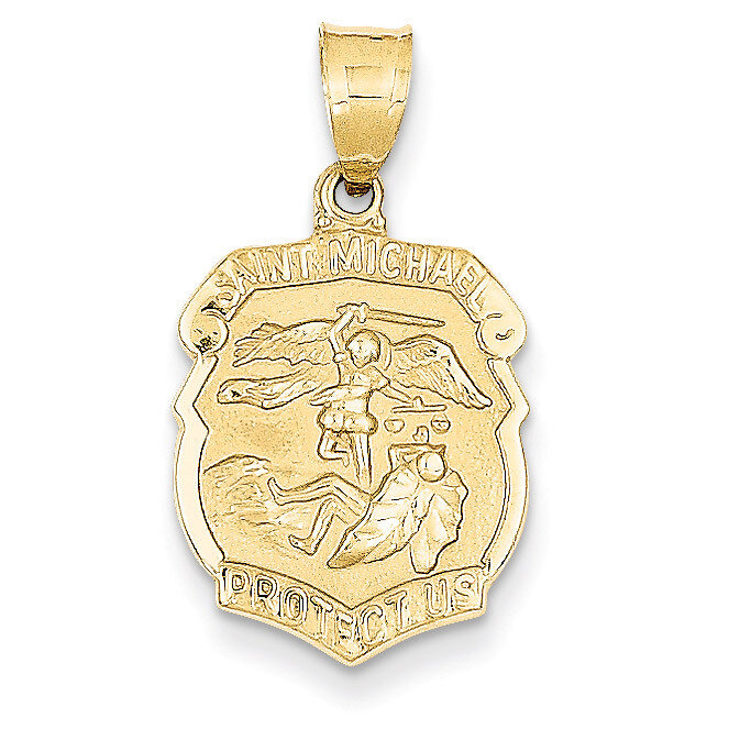 Saint Michael Medal Badge Pendant 14k Gold M1462
