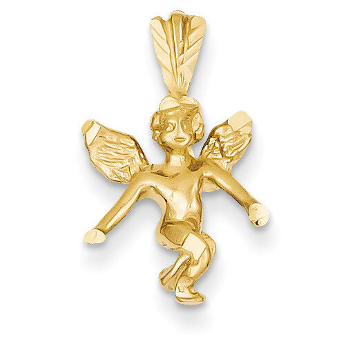 Satin & Diamond-cut Angel Charm 14k Gold M246