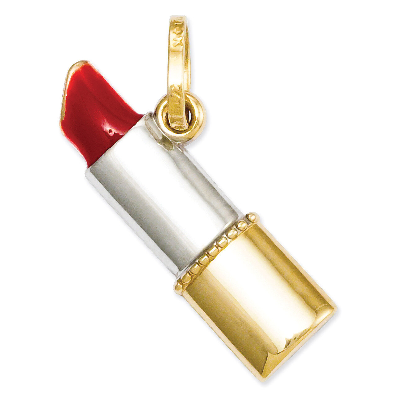 Enameled Lipstick Charm 14K Gold & Rhodium M2779