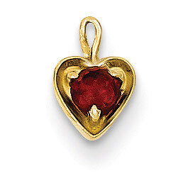 January Synthetic Birthstone Heart Charm 14k Gold M343