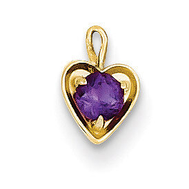 February Synthetic Birthstone Heart Charm 14k Gold M344