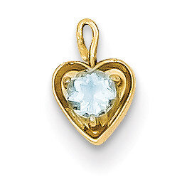 March Synthetic Birthstone Heart Charm 14k Gold M345