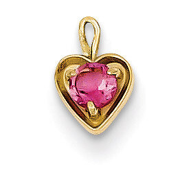 October Synthetic Birthstone Heart Charm 14k Gold M348