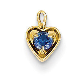 September Synthetic Birthstone Heart Charm 14k Gold M350